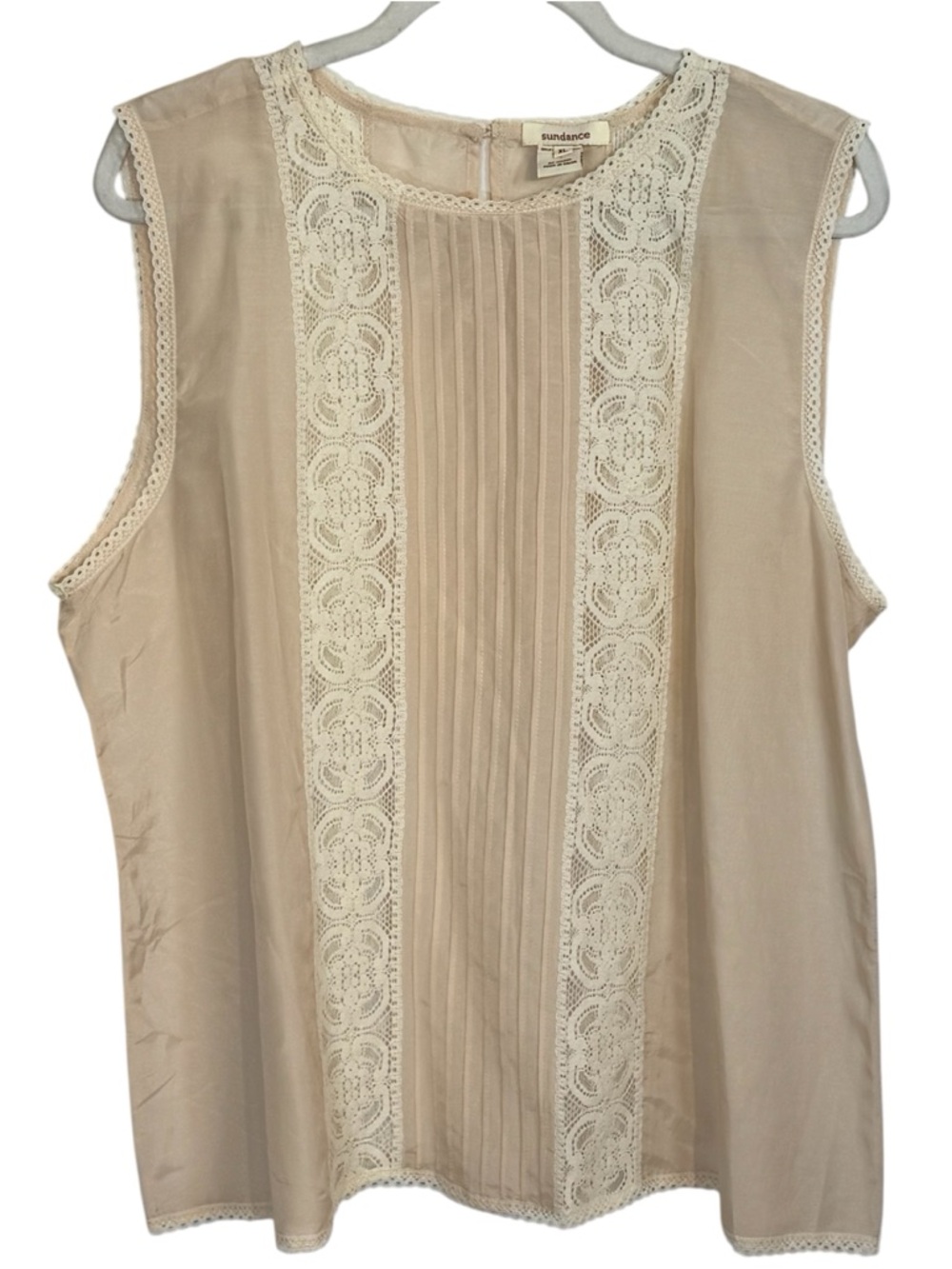 Sundance Beige Peach XL NWOT Sheer Silk/Cotton Lace Boho Cottagecore Tunic Top